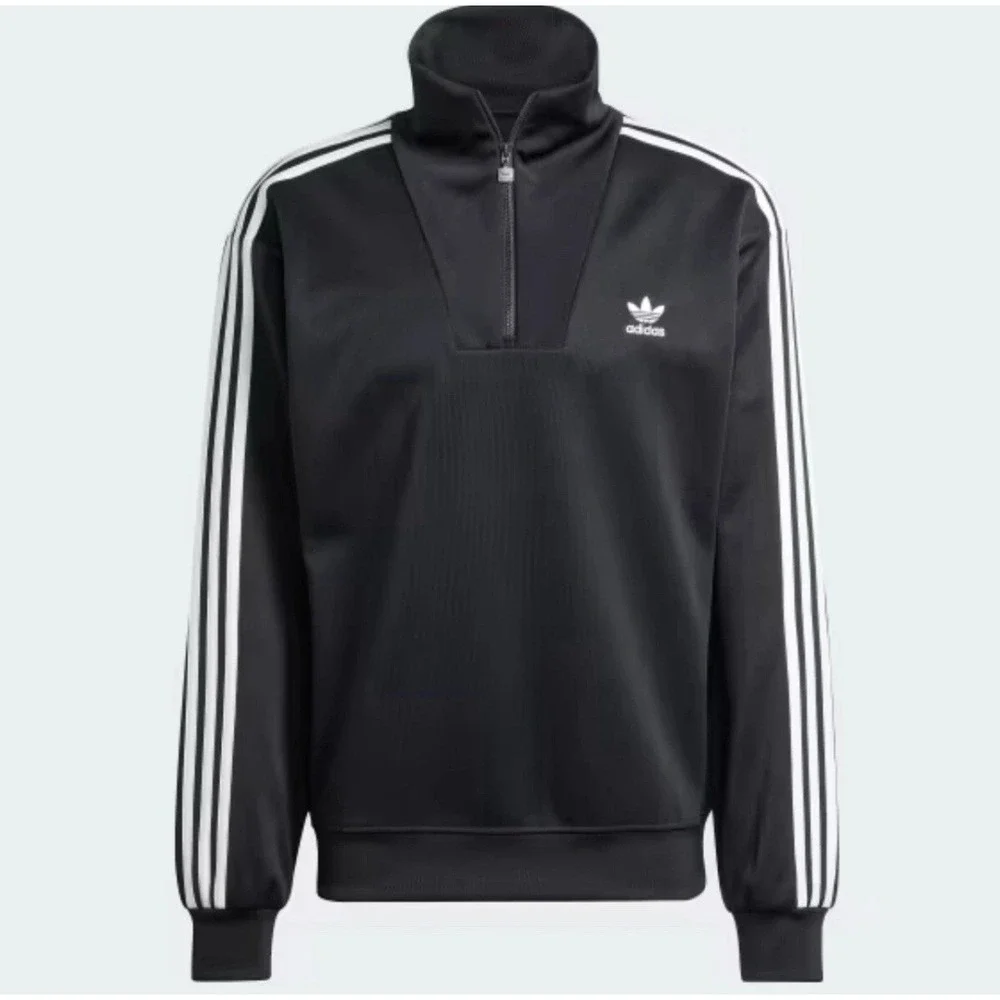 Adidas Originals Funnel Neck 1/4 Zip Track‎ Jacket Top Men's Size M Black IZ4803